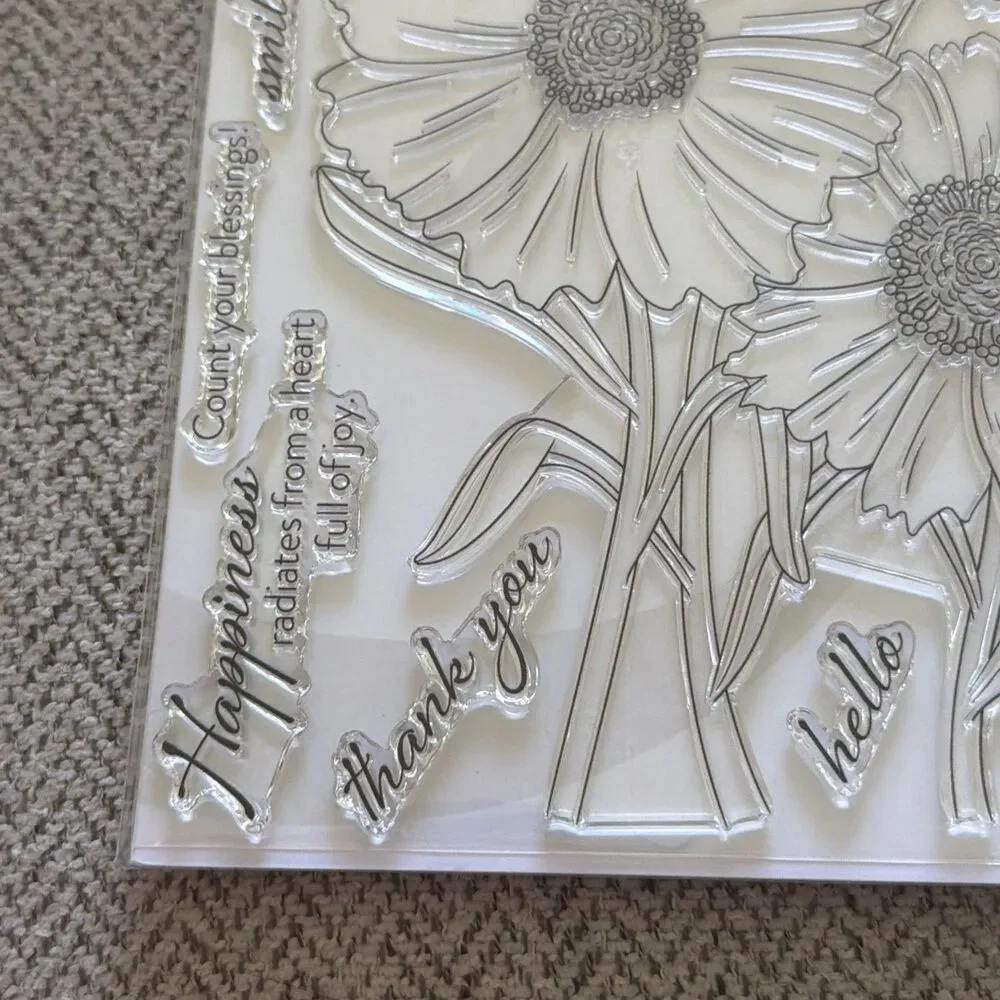 Altenew - Cheerful Coreopses Photopolymer Cling stamp and stencil set retail $40